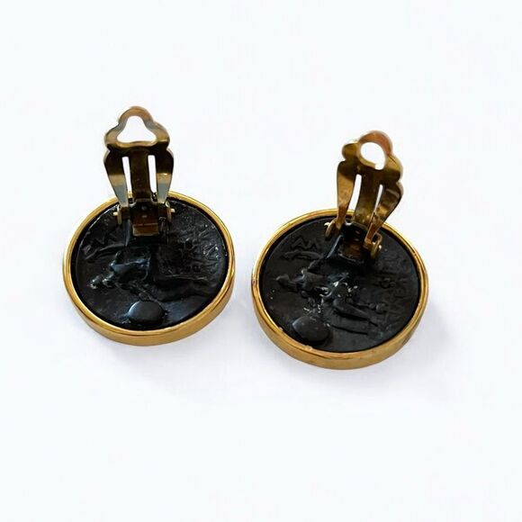 Vintage Erwin Pearl Roman Coin Clip Earrings - Picture 5 of 5